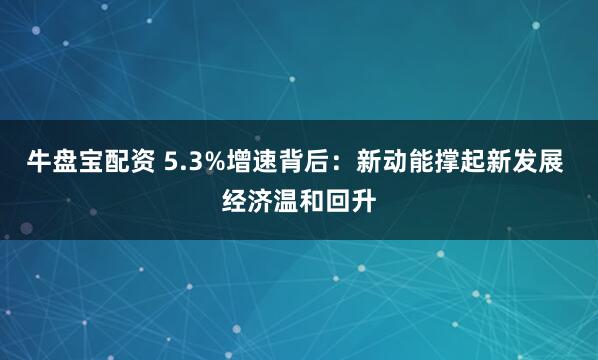 牛盘宝配资 5.3%增速背后：新动能撑起新发展 经济温和回升
